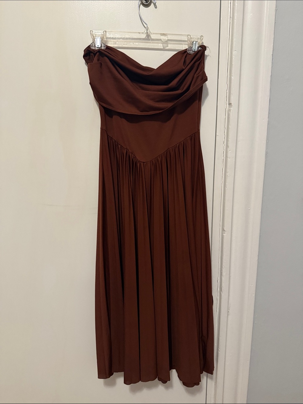 ASOS Strapless Maxi Dress in Deep Brown - Picture 1 of 3